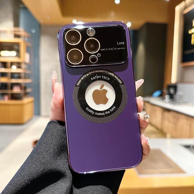 Magnetic Wireless Charging Phone Case For Iphone 14 13 Pro Max 14 Pro 13 Shockproof Lens Protector Plating Matte Glass Cover