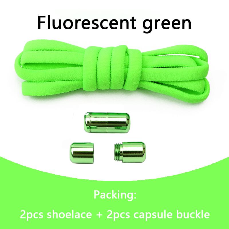 

Эластичные шнурки без завязок, полукруглые шнурки для обуви для детей и взрослых, кроссовки, быстрые ленивые шнурки с металлическим замком, шнурки для обуви флуоресцентный зеленый
