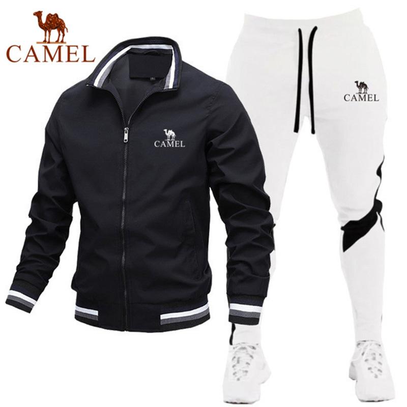 Camel Moda wiosenna i jesienna Nowy męski zestaw kurtek Zestaw na co dzień Spodnie łączone Kurtka baseballowa Wysokiej jakości ubrania z haftem