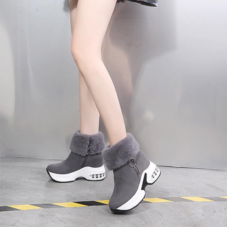 Autumn Winter Plus Size Women's Thick Soled Snow Boots Comfortable Warm Sponge Cake Slope Heel Velvet Short Cotton Boots 35-43