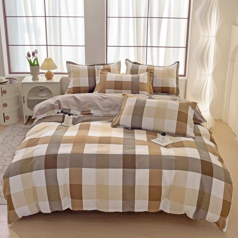 Ins Style Korean Bedding Set Breathable 3/4pcs Bed Sheets Set Quilt Covers Solid Duvet Covers for Home School Fundas Nórdicas