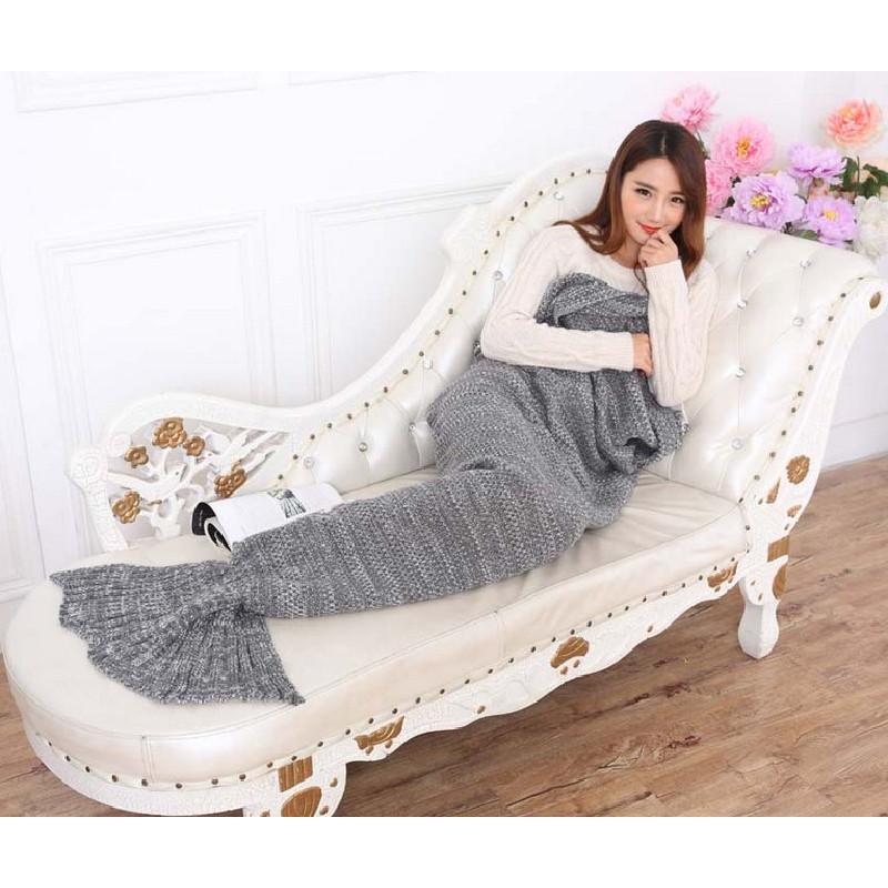 Mermaid Blanket Tail Crochet Knitting Air Conditioner Blankets Soft Gift Warm