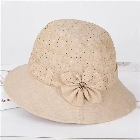 Thin Bucket Hat Middle-aged and Elderly Women Fashion Elderly Spring and Autumn Summer Breathable Sunshade Big Edge Basin Hat Sunscreen Sun Hat