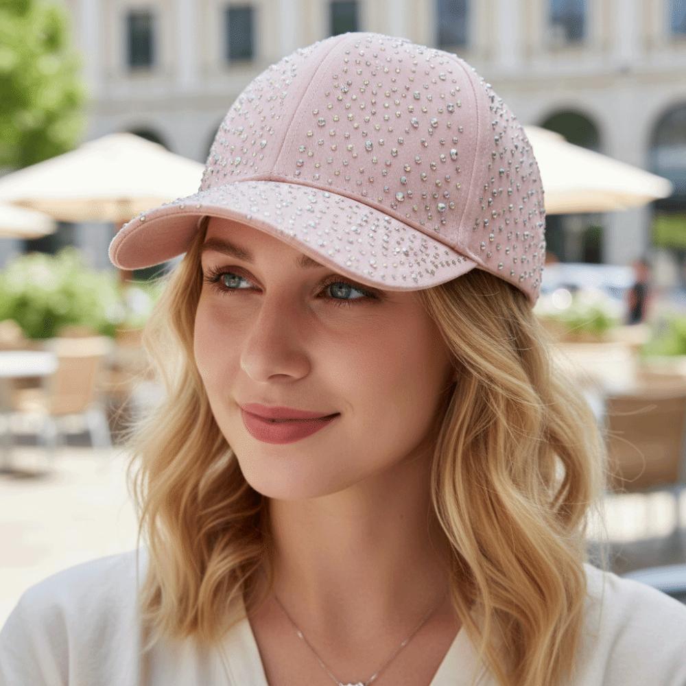 Cotton Full Rhinestone Baseball Hat Solid Color Sunscreen Hat Hotfix Rhinestones Baseball Cap Girl