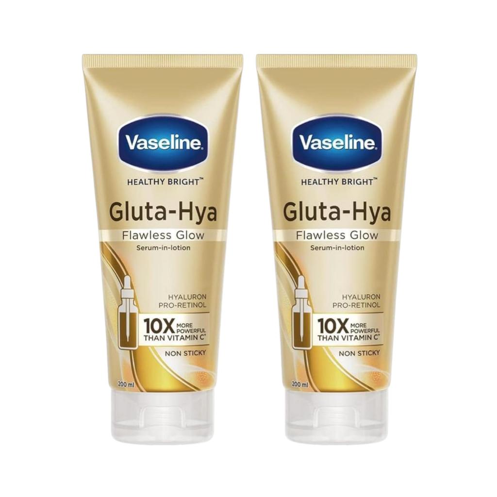 Vaseline Gluta-Hya Lotion Éclat Sans Imperfections 200 ml X Lot de 2 Hydratant Éclaircissant Visage et Corps Texture Légère