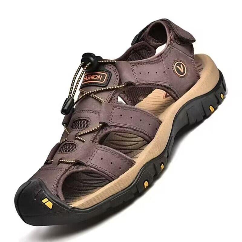 2025 Genuine Leather Men Shoes Summer New Large Size Men's Sandals Men Sandals Fashion Sandals Slippers Big Size 38-48