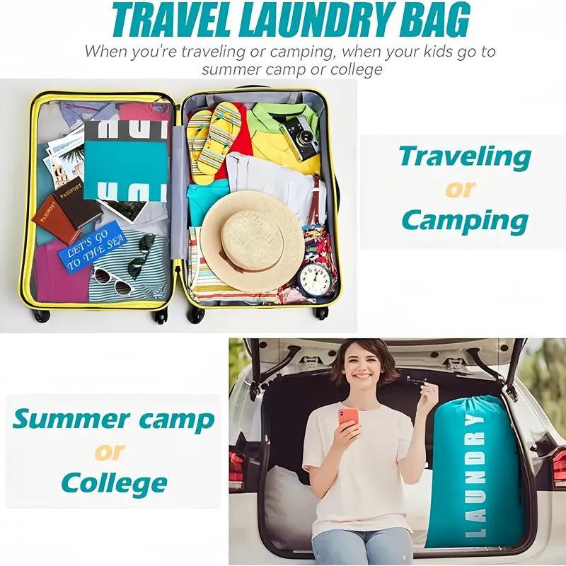 Portable Waterproof Oxford Cloth Laundry Bag with Drawstring Closure for Travel and Storage