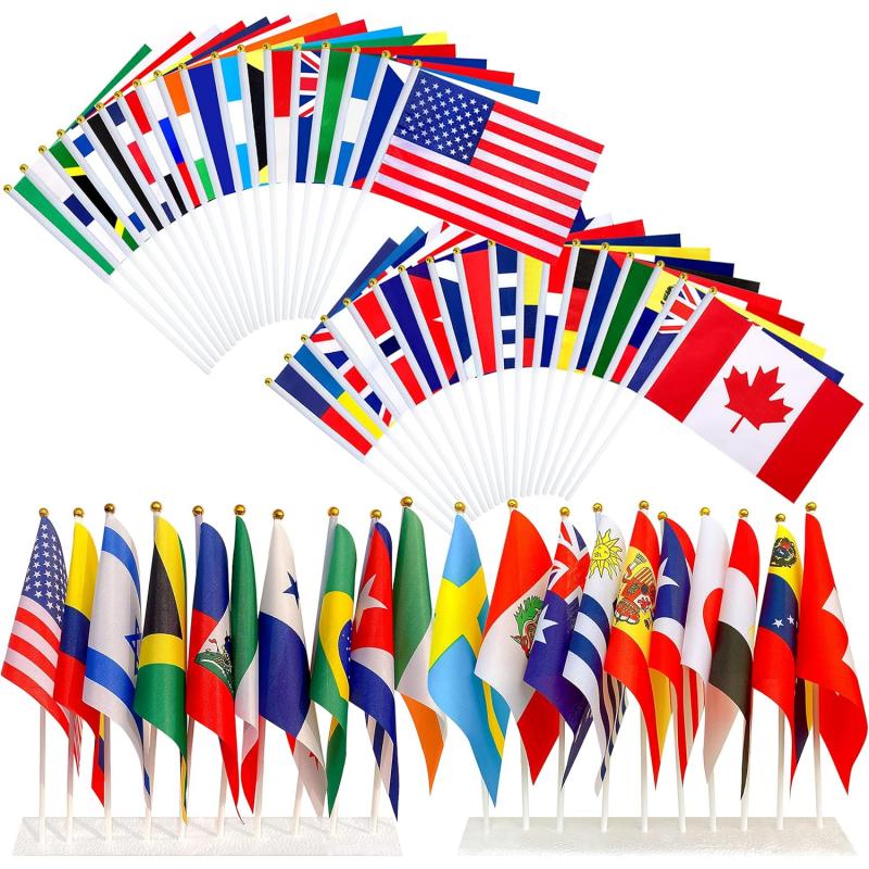 32 Countries International Stick Flag of the World Small Mini Hand Held Flags for Sports Events,International Festival