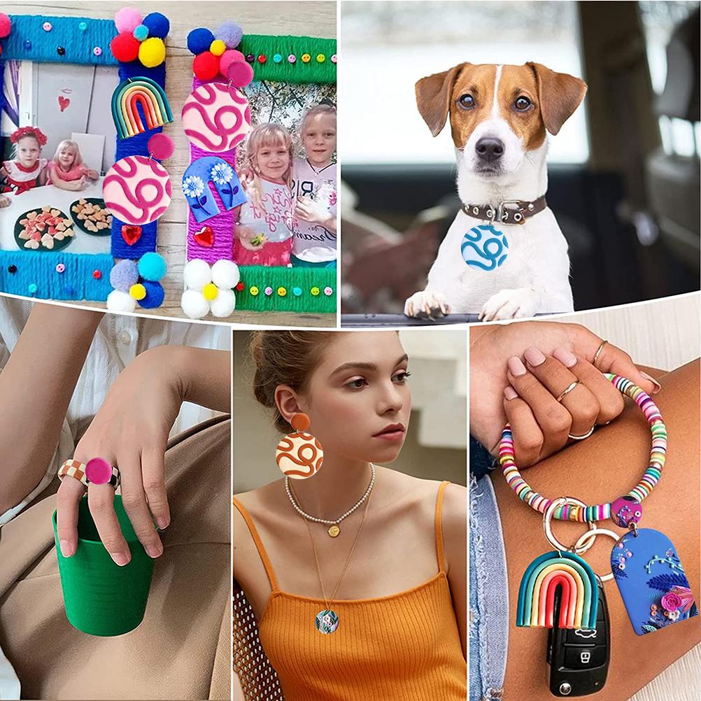 Polymer Clay Cutters DIY Clay Cutters Shapes for Polymer Jewelry Making with Earring Cards Hooks DIY Plastic Bags