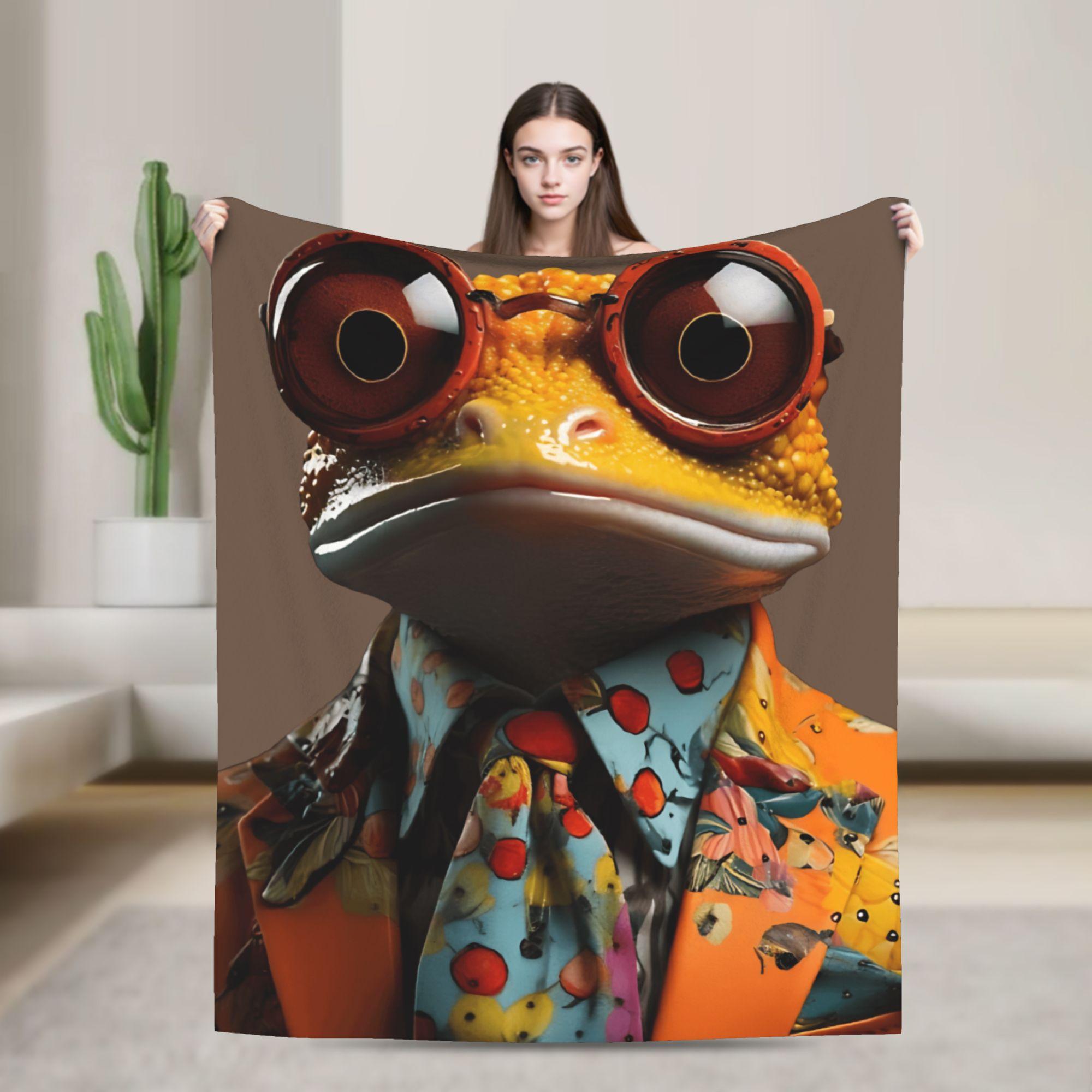 

Gentleman Frog Blankets Super Warm Funny Plush Throw Blanket For Girls Boys Home Decor Flannel Bedspread Bed Cover 75x90cm