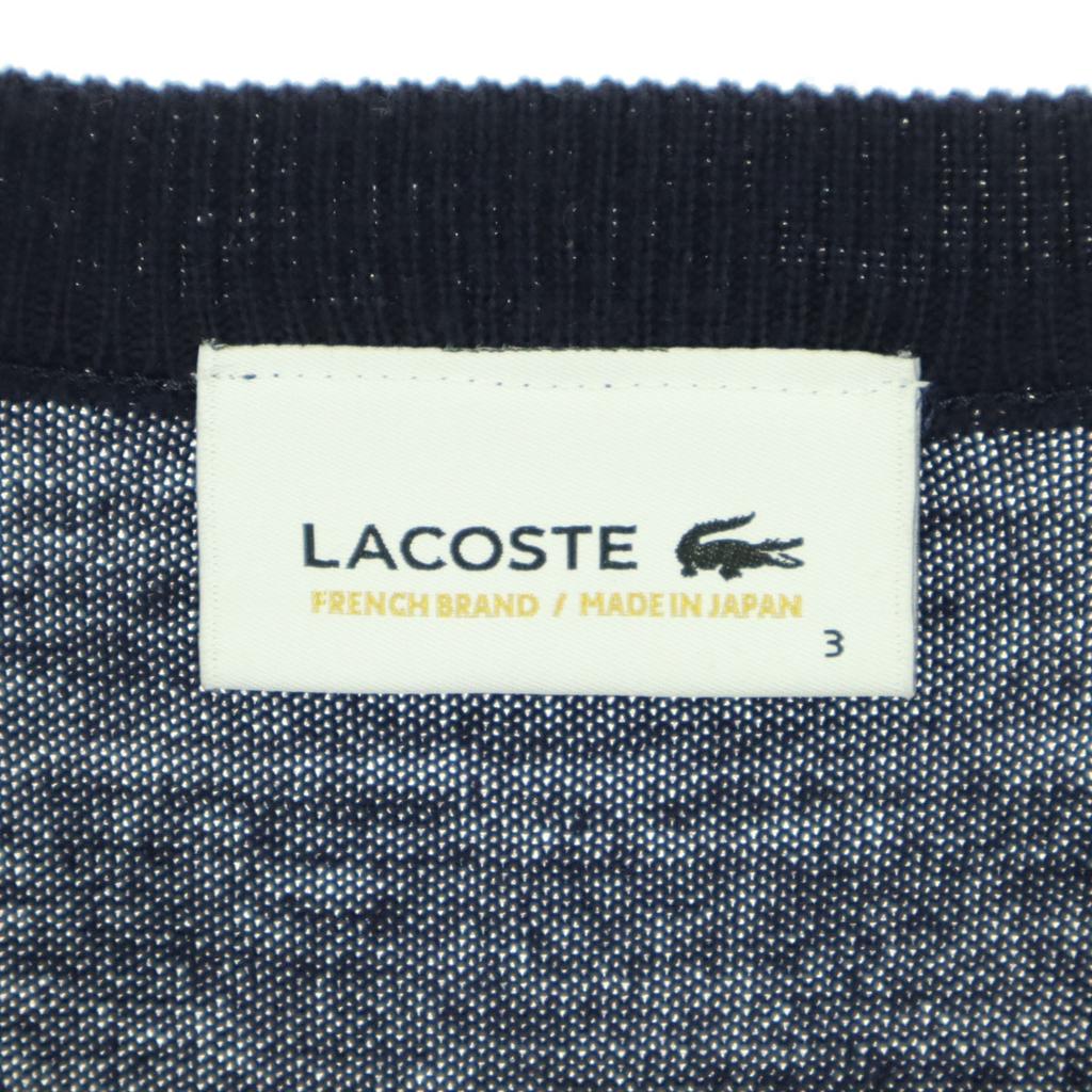 Lacoste One-point Logo Argyle Pattern Long Sleeve V Neck Sweater 3 Navy Men's Used