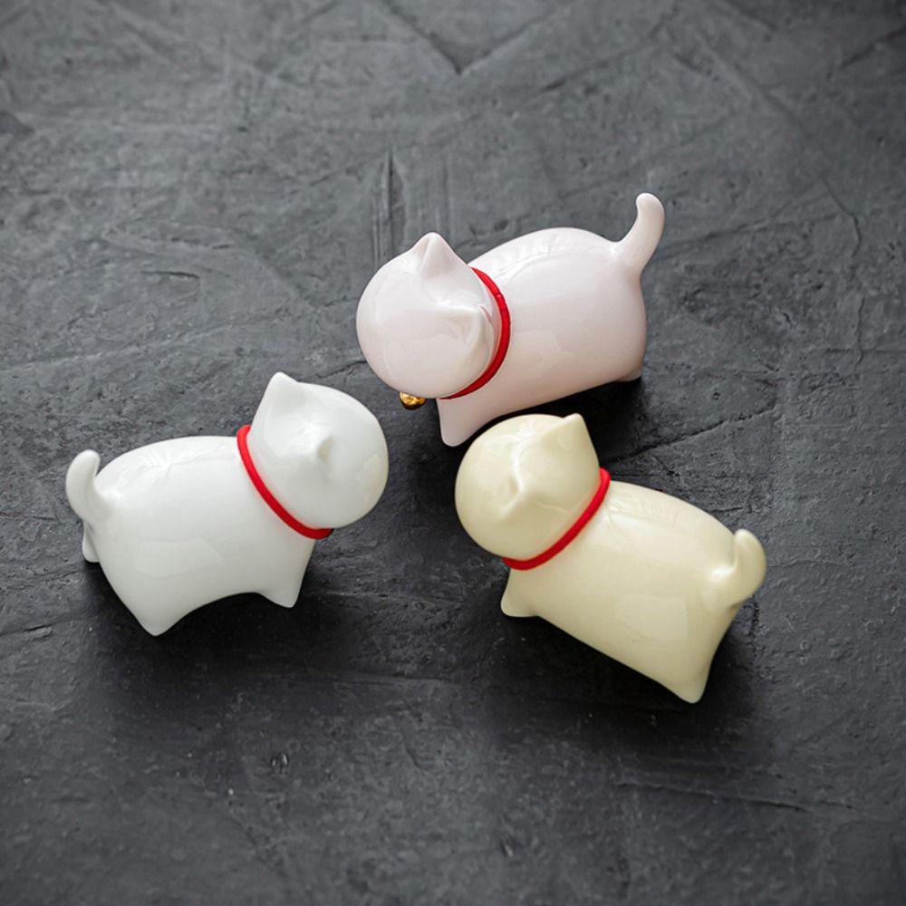 Luxury Style Lucky Cat Bell  Figurines Ceramics Animal Feng Shui Decor  Office Accessories