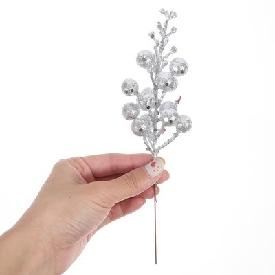 10Pcs Christmas Decoration Artificial Berry Branch Glitter Fake Berry Stems Xmas Tree Wreath Picks Artificial Plants & Flowers