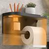 Modern & Wall-Mounted Toilet Paper Holder with Storage Shelf & Drawer - Space-Saving Bathroom Organizer with Knob, Multi-Tier Shelving System