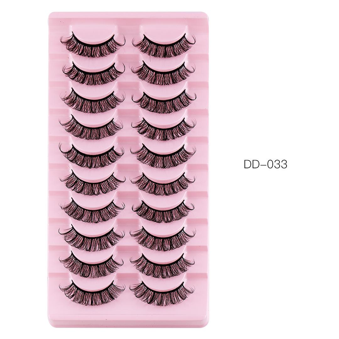 

10 Pairs Of Curled False Eyelashes, Thick Curled Eyelashes, Natural Chemical Fiber Eyelashes