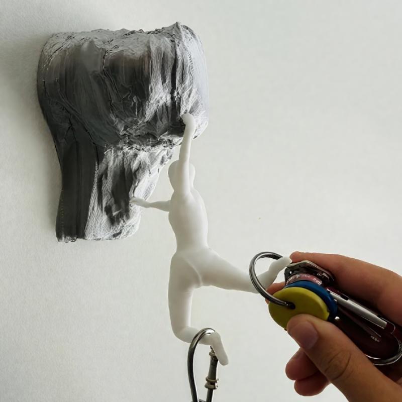 Mountain Man Wall Figure Climbing Sculpture Modern Rock Climber Figurine 3D-Printed Hook For Towel Keys Coat Bedroom Workplace