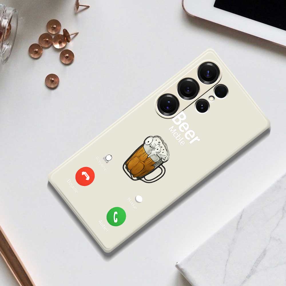 For Samsung Galaxy S25 Ultra Case Beer Pattern Printing Straight Edge TPU Phone Back Cover