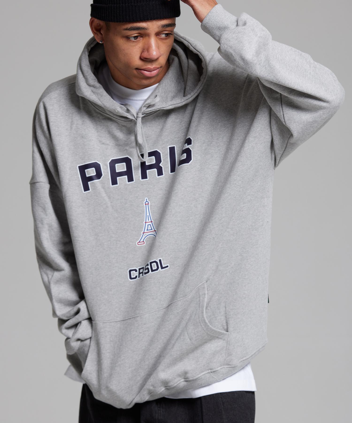 Cream Soda Lab Paris Eiffel Tower Natural Fit Hoodie Gray M