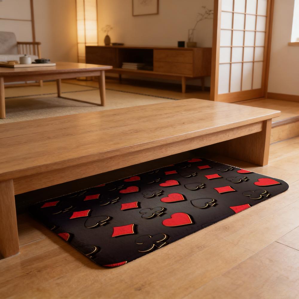 Fashion Spade Floor Mat Washable Absorbent Flannel Door Mat Non-Slip Indoor Floor Carpet