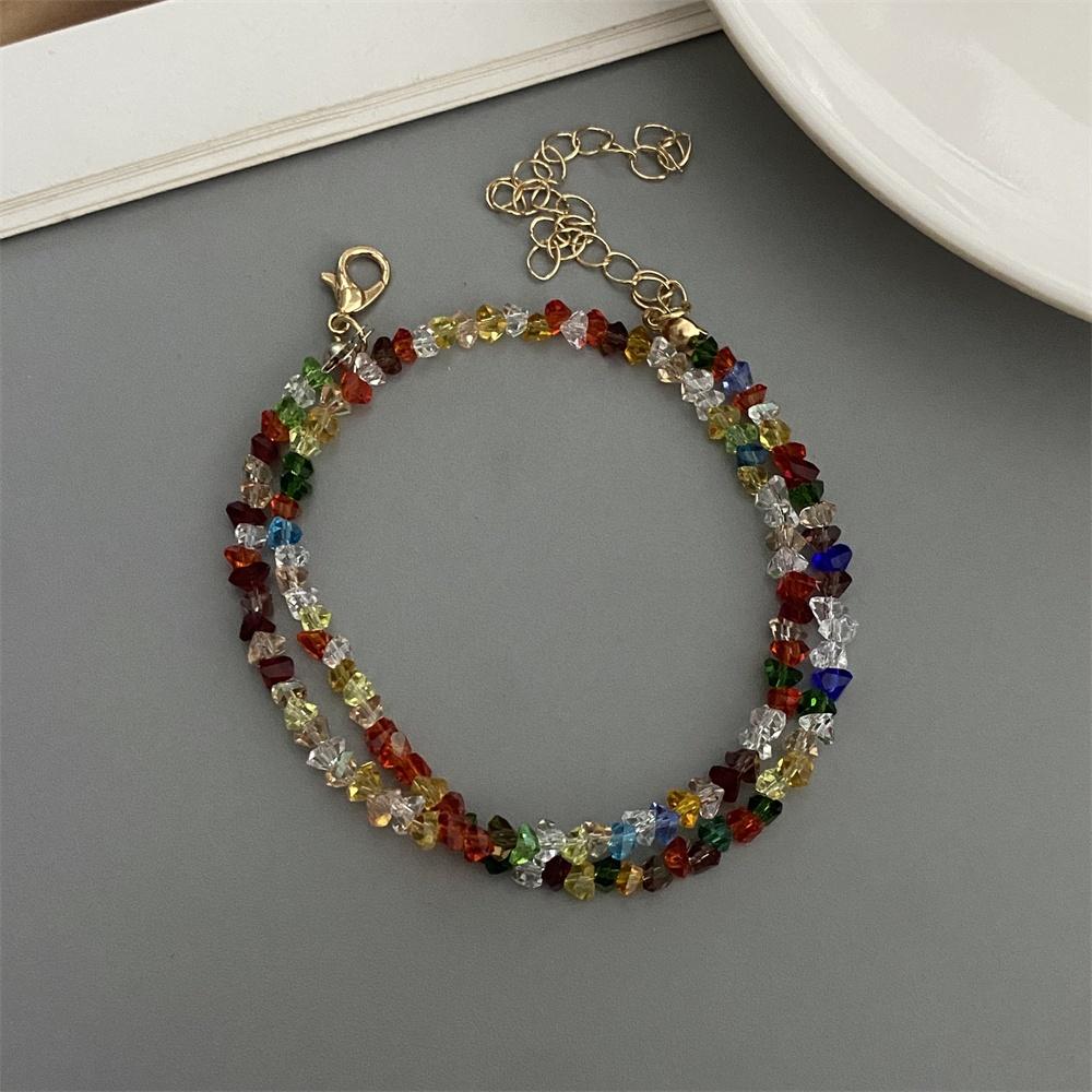 New Fashion Irregular Crystal Beads Choker Necklace White Transparent Black Pink Triangle Crystal Trendy Neck Jewelry