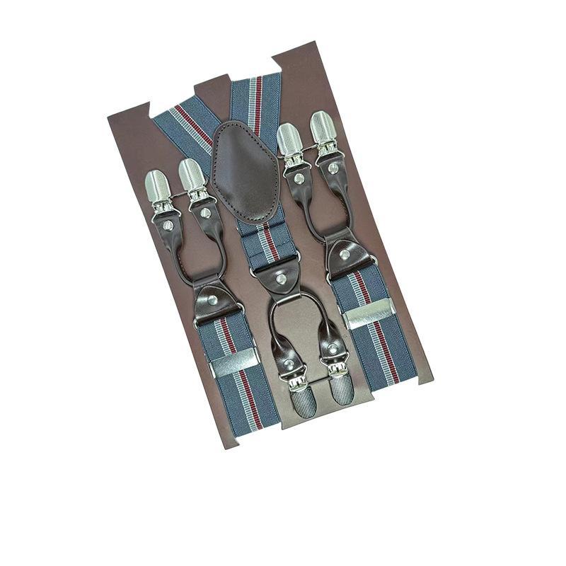 6 Clips Men'S Suspender Belt, Strap Thickened Elastic Belt, High-Quality Hardware Accessories