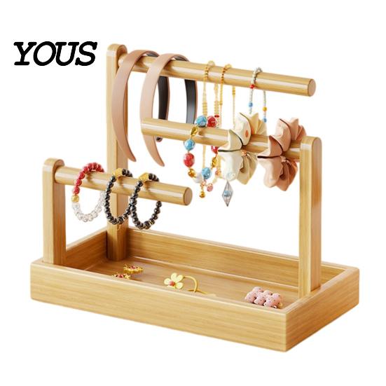 Space Saving Desktop Organizer Wooden Headband Holder Stand, Hair Accessories Tray for Hairbands, Scrunchies, Stand Ties, Bows & Clips, Jewelry