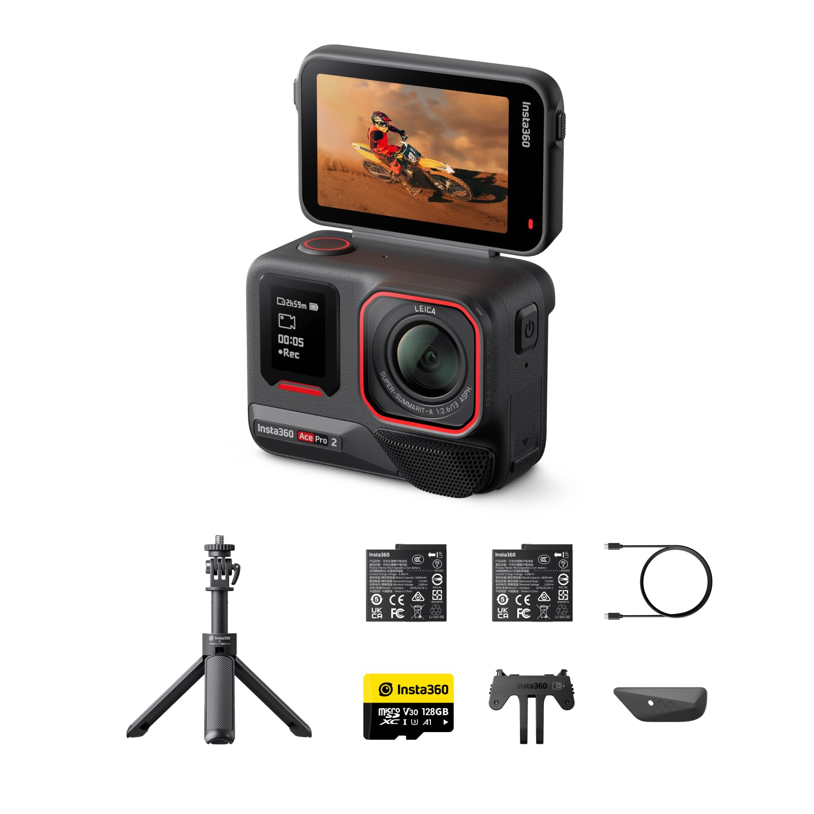 

Insta360 Ace Pro 2 Waterproof 8K Action Camera with Dual AI and AI Editing for and Starter Kit - Co-Developed Leica. 1/1.3 Sensor, Chip, Low-Light