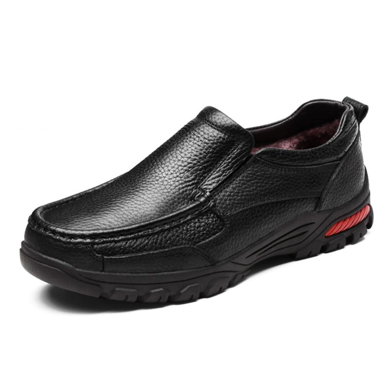 Pánské zimní kožené ležérní boty mokasíny luxusní značky pohodlné teplé plyšové pánské společenské boty nadměrná velikost 38-46