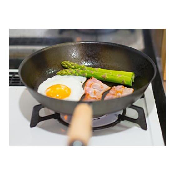 Sugiyama Metal Frying Pan, 23 m, IH/Gas Fire Compatible, Iron, Made in Japan, Craftsmanship, Nano Embossed, Iron but Light, Oil Absorbs Well, KS-3042
