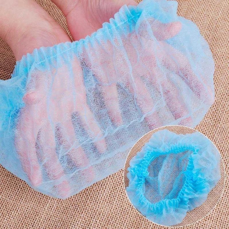 10PCS/Set Disposable Hair Shower Cap Non Woven Pleated Anti Dust Hat Hotel Salon Supplies Set Blue Color