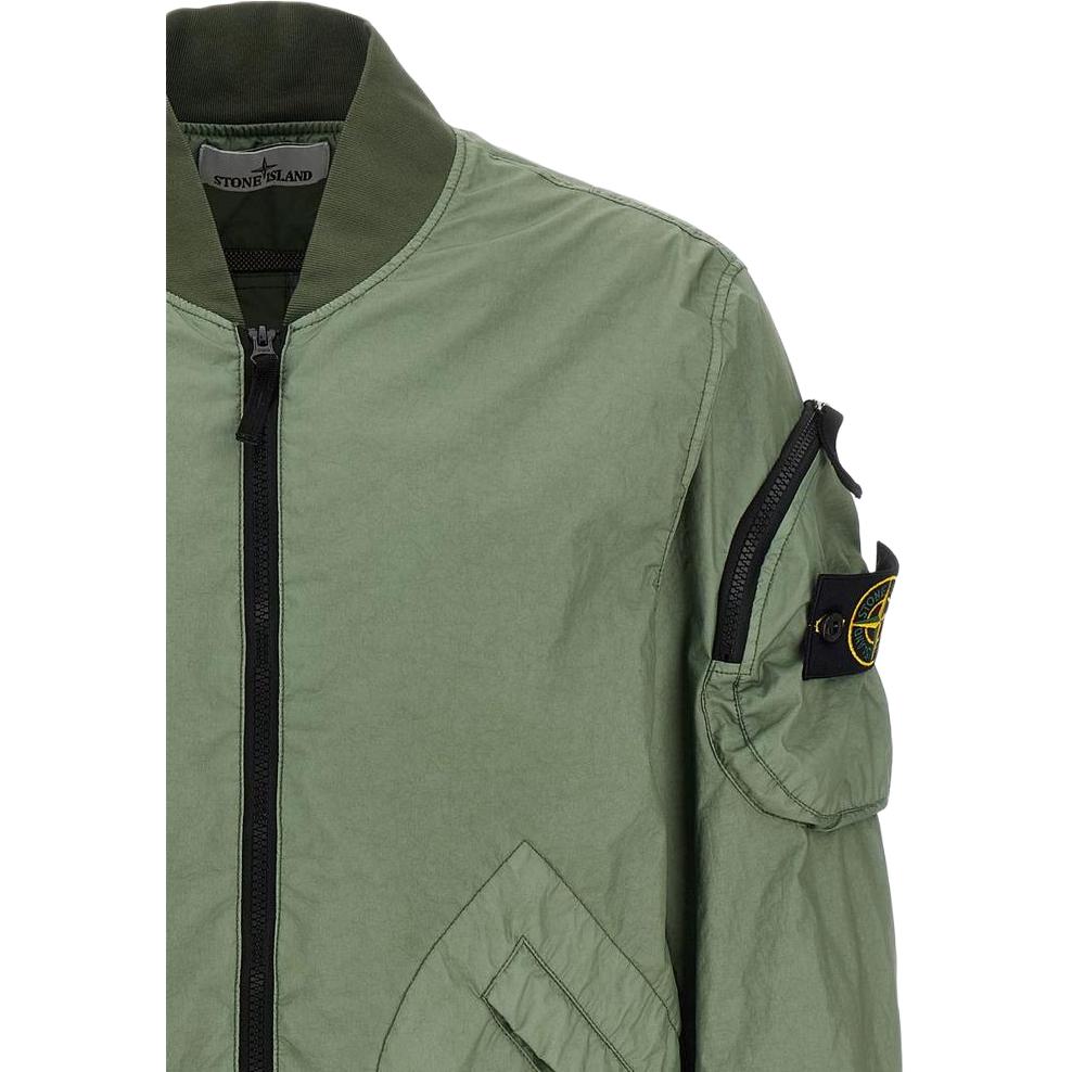 STONE ISLAND Solid Color Baseball Collar Long Sleeve Zipper Pilot Jacket Men Jackets Green K1S1541000-04S0A21-V0055