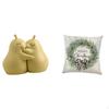 Hugging Pear Ceramic Bookend And Christmas Pillow Cover Set for Bookshelf Sofa Couch Car Home Office