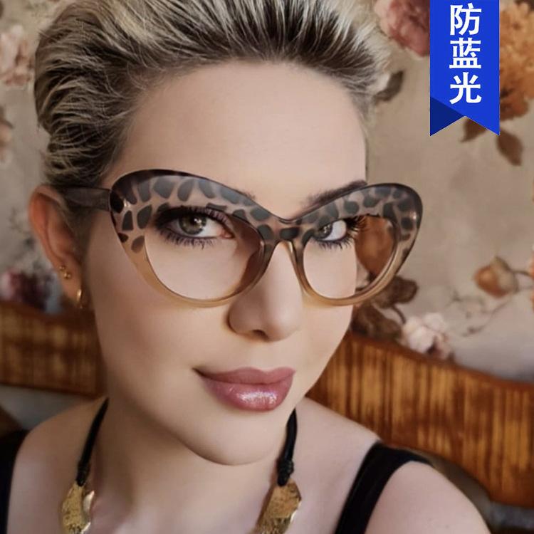European and American personalized cat eye large frame anti-blue flat mirror butterfly glasses frame fashionable new glasses frame