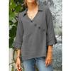 Women's Casual Button V-neck Shirt Top