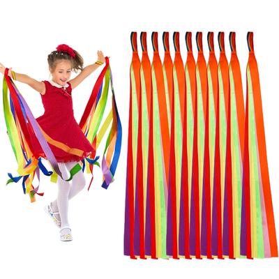 Ribbons Rainbow Streamers Hand Held Rhythmic Gymnastics Dance Fun Adults Kids Girls Sensory Development Toys Party Favors