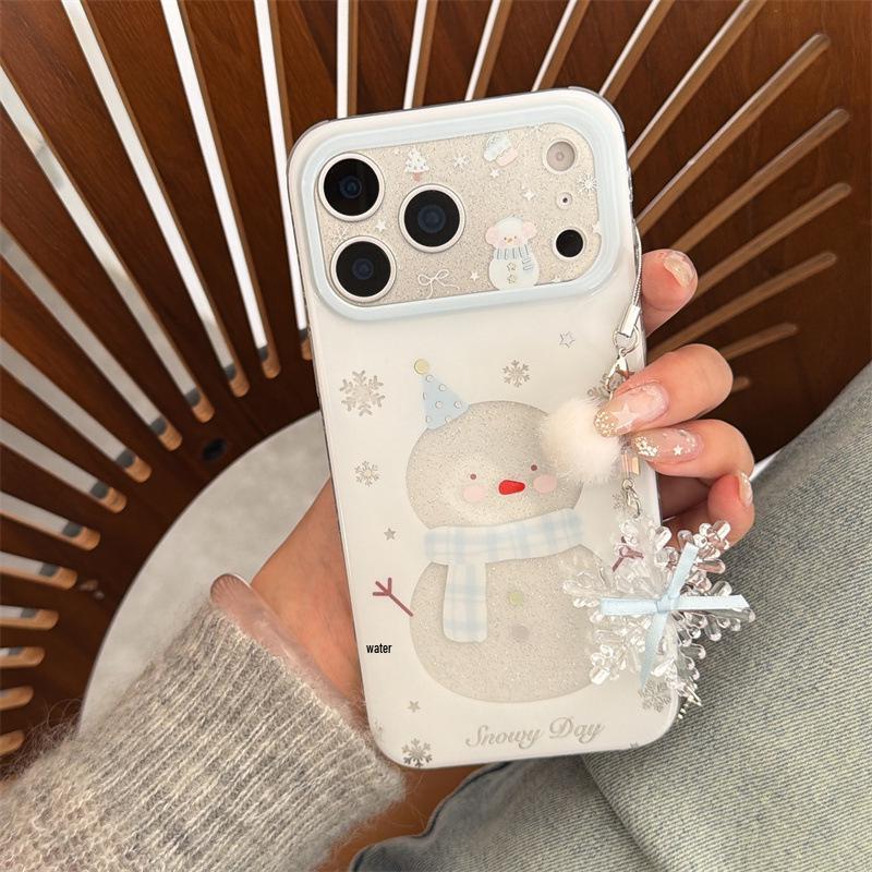 Winter Glitter Snowflake Snowman iPhone Case for 17, 16 Pro Max, 15, 14