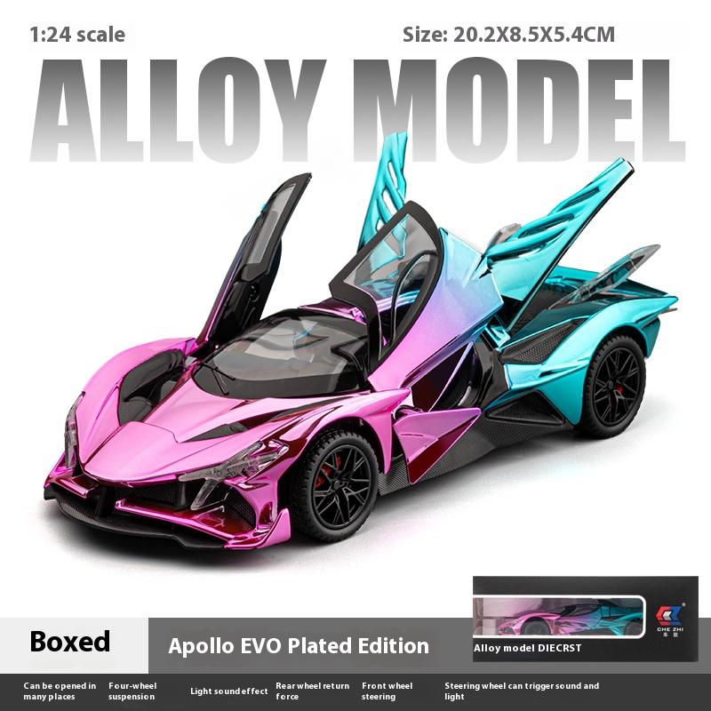 1/24 Scale Alloy Apollo EVO Electroplating Supercar Model Collection Ornament Simulation Apollo EVO Toy Car Model Suitable for Boys Birthday Gift