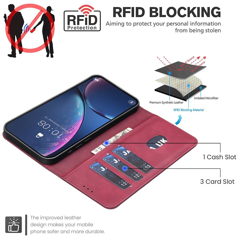 Wallet Case for Poco X8 Pro 5G - Leather/PU, Red