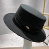 Spring and Autumn Versatile Women's Retro Wool Flat Top Hat British Style Literary French Elegant Temperament Top Hat