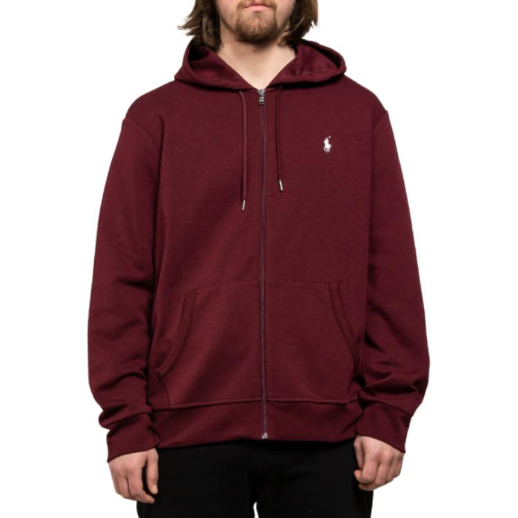 Polo Ralph Lauren Solid Color Hooded Zip-Up Long Sleeve Sweatshirt Men Sweatshirt Red 710881517-032