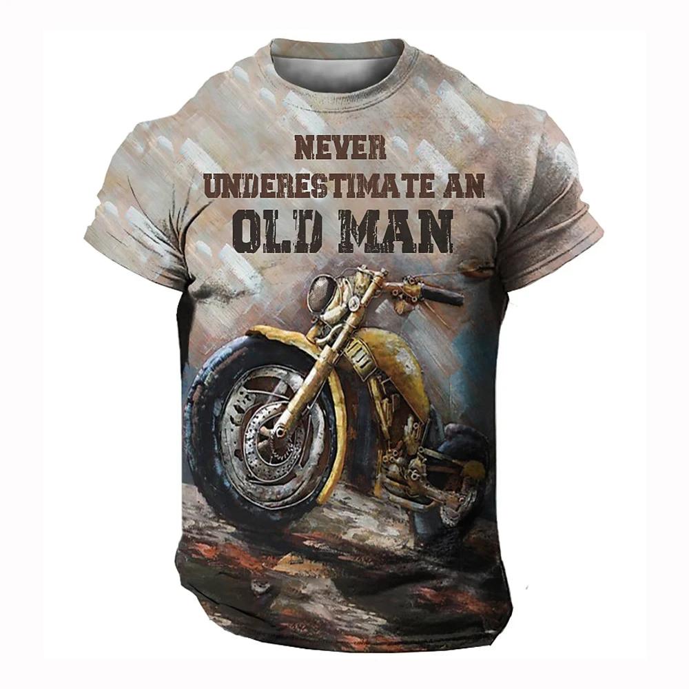 Retro Design Motorcycle Poster 3D Printed Men's T-shirt Summer New Oversized Quick Drying Sports T-Shirts
