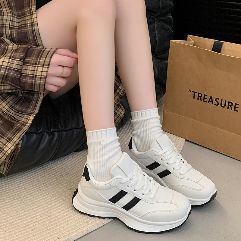 2025 Spring New Women's Casual Shoes Thick Bottom Anti-Slip Versatile Korean Style Trendy Running Shoes Student Footwear