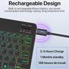 Russian Backlit Bluetooth Keyboard and Mouse, Compatible with iPad, Phones, Tablets, featuring Spanish and Arabic Layout with Seven-Color Lighting.