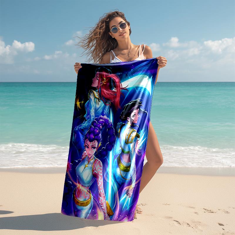 1pc KPop Demon Hunters3 Beach Towel, Comfortable and Thick, and Swimming/Bath/Picnic/Camping Towel, Suitable for Seaside Beaches