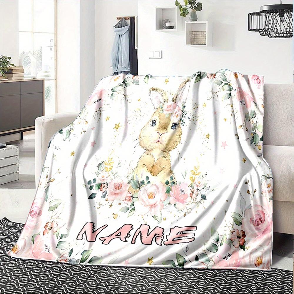 Bunny Floral Home Custom Blankets Comfortable Soft Lightweight Allseason Multipurpose Blanket For Picnics Couches Offices Beds Living Rooms Perfect