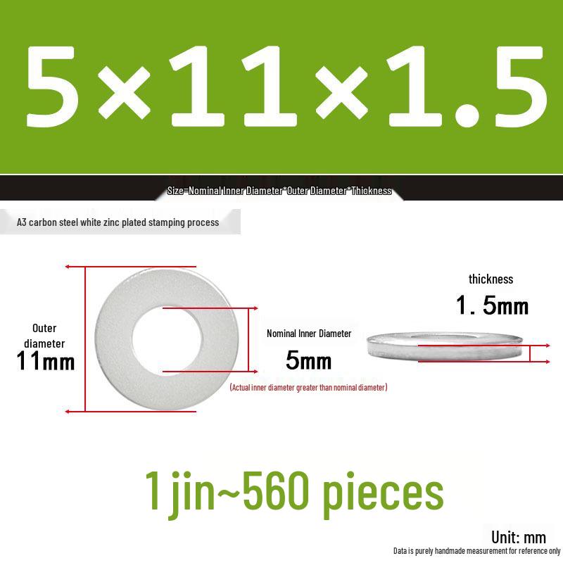 Extra Thick Galvanized Iron Flat Washer, Round, M3-M62