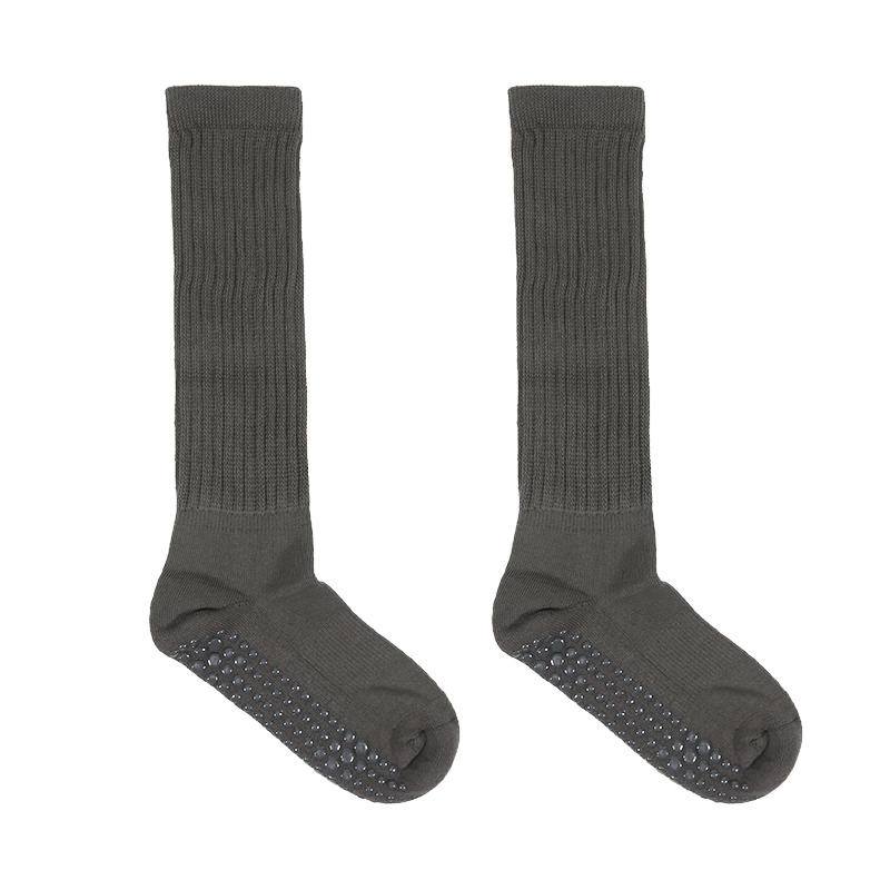 1 Pairs Anti Slip Yoga Socks Length Socks Solid Color Fitness Pilates Women's Sports Socks Gym Floor Socks Dance Sports Socks