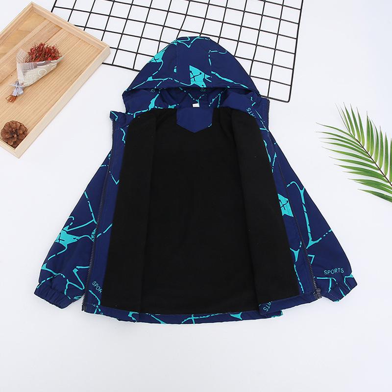 Boys' Fleece-Lined Windbreaker: 2025 Spring/Autumn New Trench Coat, Windproof Jacket for Middle & Big Kids
