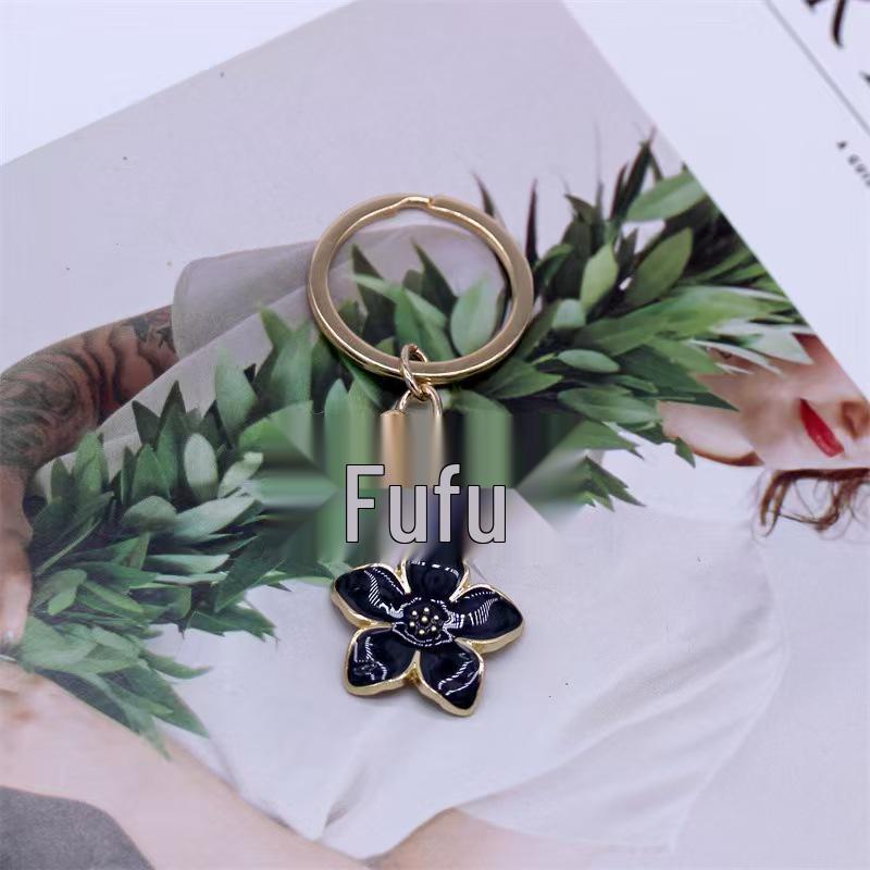 Cross-Border Fashion Alloy Flower Keychain: Cute Cherry & Plum Blossom Pendant чёрный