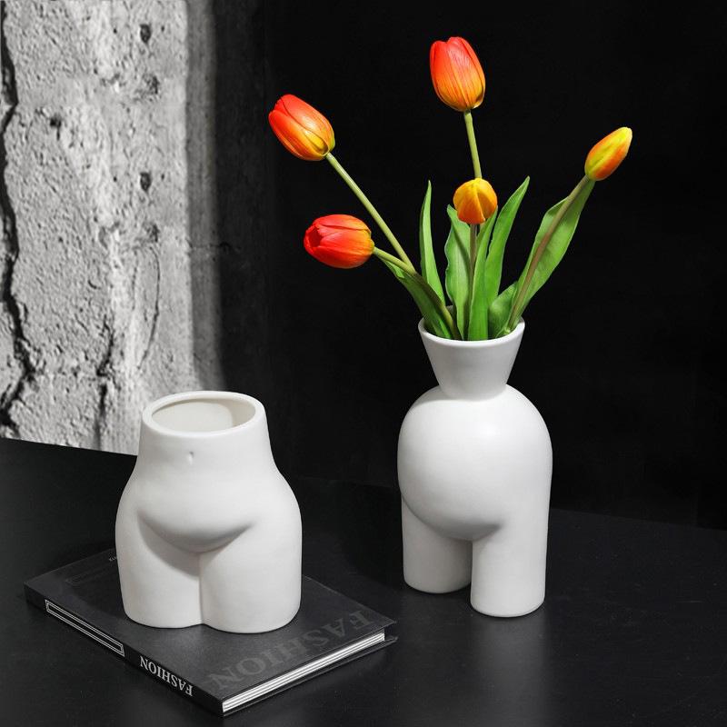 Ins Abstrakte Kunst Nachbildung Menschlicher Körper Keramik Platzsparende Vase Ornament Blumenoberteil Arrangement Trockenblumen Wohnzimmer Esstisch Arbeitsplatte Heimgebrauch